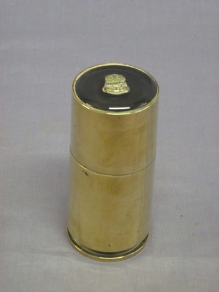 A Trench Art paperweight formed from a shell case, marked 1  1/2 PR Mark 3 Gun