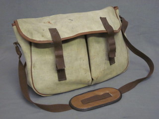 A canvas fisherman's bag by Farlow & Sharpe and contents