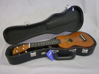 A Mahalo ukulele, cased