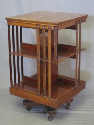 A Victorian square mahogany 3 tier revolving bookcase 19"