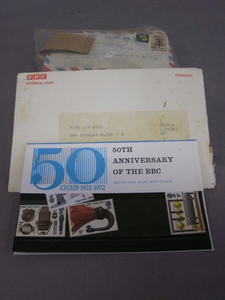 A set of BBC 50th anniversary stamps issued to staff and a small  collection of other stamps