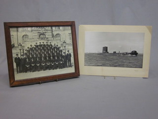 A black and white group photograph of students at Britannia  Royal Naval College Dartmouth 9" x 11" and a black and white  photograph of HMS/N Alaric