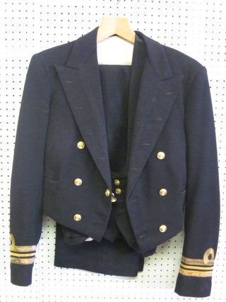 A post 1953 Royal Naval Lieutenant Commanders mess kit  comprising jacket, waistcoat and trousers by H Bernard & Sons