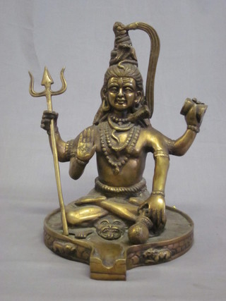 A bronze figure of the seated Indian God - Shiva 11"  ILLUSTRATED