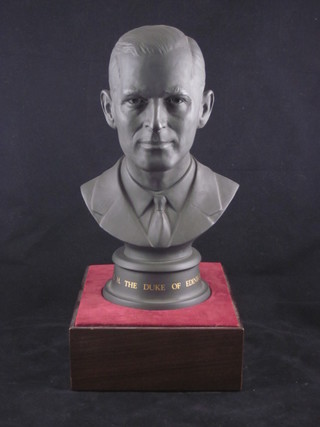 A Wedgwood black basalt head and shoulders portrait bust of  HRH The Duke of Edinburgh