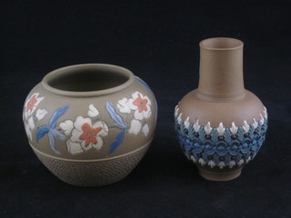 A Doulton Silica club shaped vase 3 1/2" and a do. miniature jardiniere 2"