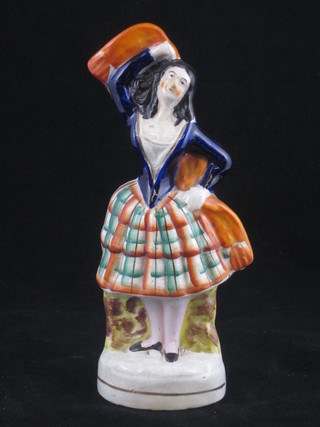 A Staffordshire figure of a standing Scots lady - Carlotta Girl 8", chip to base,