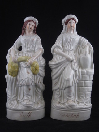 A pair of Staffordshire figures of Ruth and Rebecca 10"