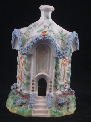A Staffordshire style pastel burner in the form of a cottage 6"