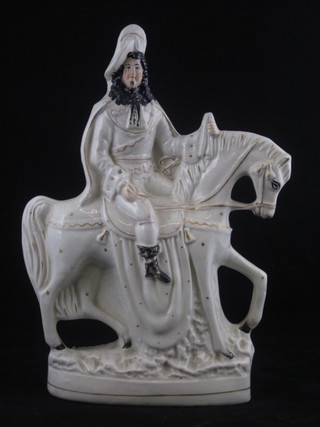 A 19th Century Staffordshire figure of a man on a horse 11", slight crack  ILLUSTRATED