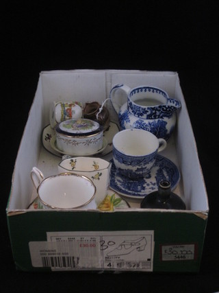 3 Limoges miniature porcelain saucers, do. table, a Doulton Harvestware jug and other decorative items
