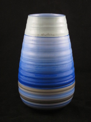 A Shelley blue glazed ribbed vase