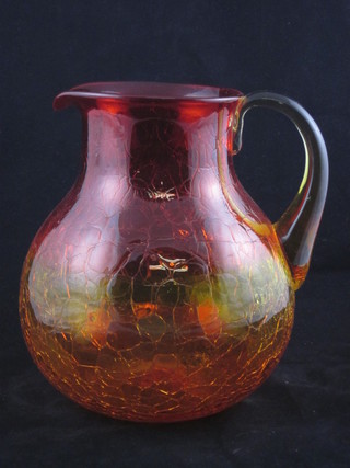 A pink glass jug 8"