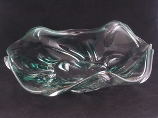 A modern green tinted Art Glass bowl 15"