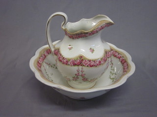 A floral patterned jug and bowl manufactured for Harrods