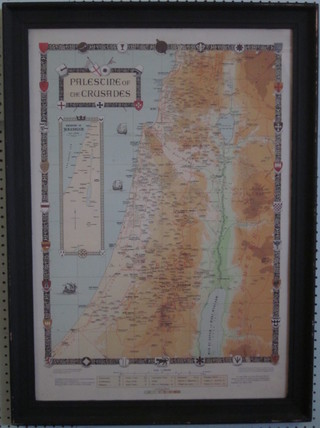 A 1940's coloured map Palestine of The Crusaders 30" x 20"
