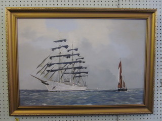 Bill Valentine, watercolour drawing "Yacht Libertad" 17" x 25"