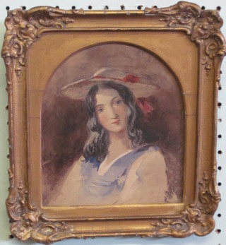 Watercolour, head and shoulders portrait "Victorian Lady" 7" x 6 1/2"