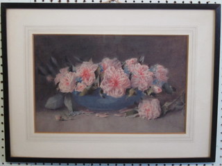 Watercolour drawing, still life, "Bowl of Flowers" 8 1/2" x 13"
