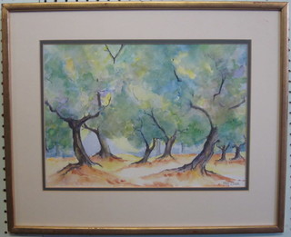 Mary Dixon, watercolour "Twisted Trees" 9" x 14"