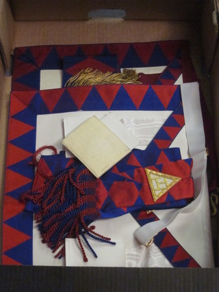 A quantity of Masonic regalia comprising Royal Arch Principals  apron and sash and a companions apron and sash