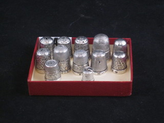 11 various silver thimbles and 1 other