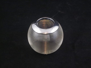 A circular glass match striker with silver mounts 2", marks  rubbed