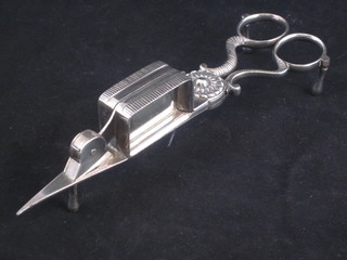 A pair of 19th Century silver plated wick trimming scissors