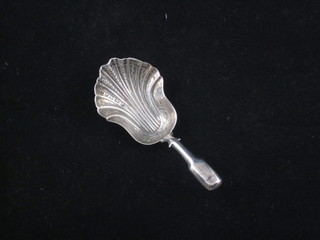 A Victorian silver fiddle pattern caddy spoon, Birmingham 1964