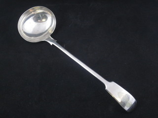 A silver plated fiddle pattern soup ladle
