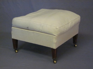 A square Edwardian mahogany stool, raised on square tapering supports 22"