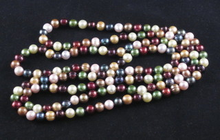 A rope of multi-coloured pearl beads