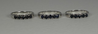 3 dress rings set blue stones