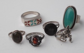 6 various silver rings