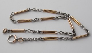 A gentleman's 2 colour gold fetter link dress watch chain