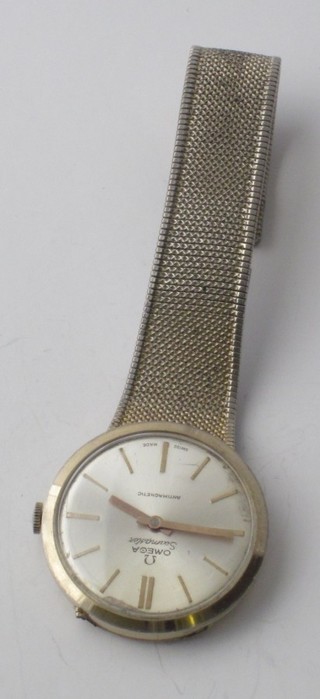 A gentleman's Omega  style Seamaster automatic wristwatch contained  in a "gold" case, bracelet f,