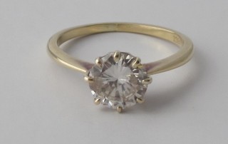 A lady's 18ct yellow gold dress/engagement ring, set a solitaire diamond  ILLUSTRATED
