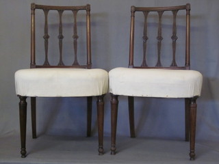 A set of 6 19th Century bleached mahogany stick and rail back  dining chairs