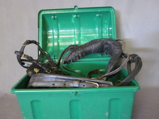 A quantity of various leather tack including head collar etc