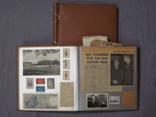 2 albums of various black and white photographs and a collection  of stamps, bank notes etc
