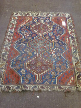 A Kelim rug 56" x 43", some holes,