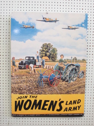 A reproduction metal sign - Join The Women's Land Army, 27"  x 20"