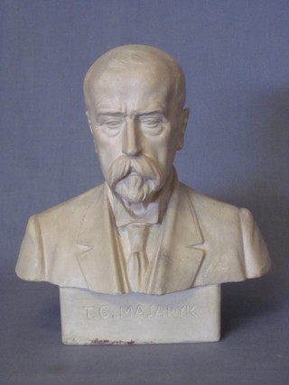 A plaster head and shoulders bust of T G Masaryk - founder and first President of Czechoslovakia 10"