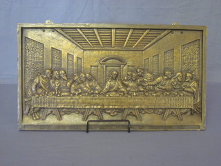 A cast iron plaque depicting The Last Supper, the back marked presented by C Binks Group Ltd, September 1st 1967 14" x 25"