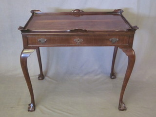 An Edwardian Chippendale style silver table, fitted a frieze  drawer and raised on cabriole supports 33"