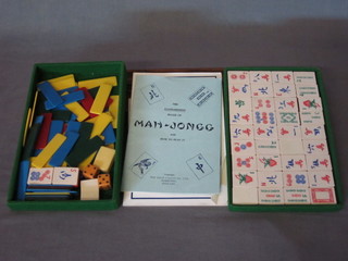 A Mah Jong set together with 4 wooden walls
