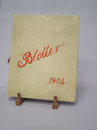 An Edwardian rectangular card covered blotter, marked blotter  1904