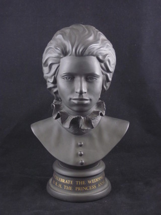 A Wedgwood black basalt head and shoulders portrait bust of  HRH Princess Anne