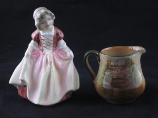 A Royal Doulton figure - Dinky Do HN2120 and a Royal  Doulton seriesware jug decorated the Old Court Trinity College  Cambridge, chip to rim, 2"