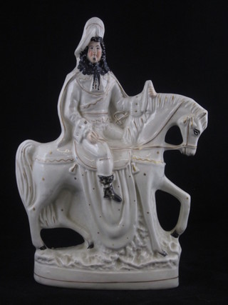 A 19th Century Staffordshire figure of a man on a horse 11", slight crack